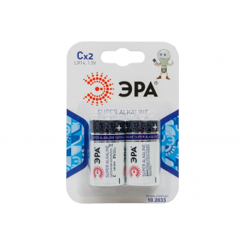Батарейки ЭРА LR14-2BL SUPER Alkaline (12/96/5280) Батарейки ЭРА LR14-2BL SUPER Alkaline (12/96/5280)