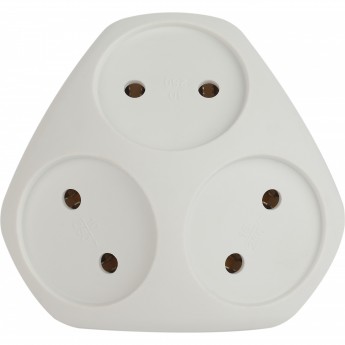 Разветвитель электрический ЭРА SPX-3-W на 3 розетки без заземления 10А белый