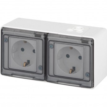 Розетка ЭРА ЭКСПЕРТ 11-2504-01 2х2P+E IP55 16А-250В ОУ белая