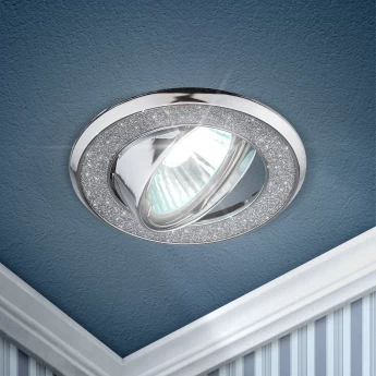 Светильник ЭРА DK18 CH/SH SL декор круглый со стеклянной крошкой MR16 12V/220V 50W хром/серебря